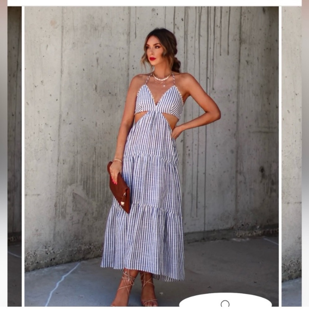 VICI Cotton Blend Halter Cutout Maxi Dress. Size: S. NWT!